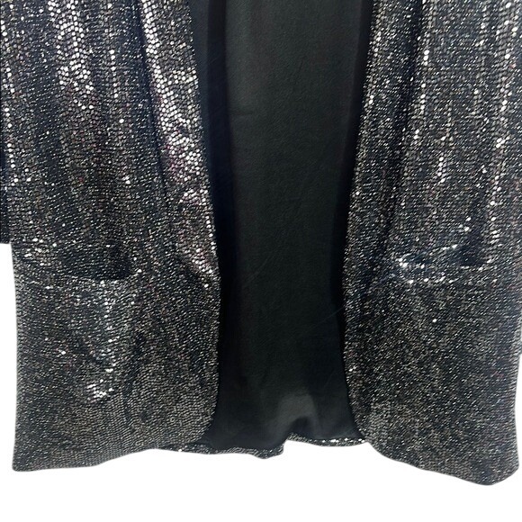C by One Women's Black and Silver Sequin Blazer Medium, Metallic - Open Front - Picture 7 of 10